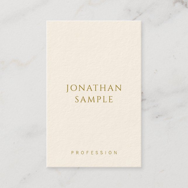 Vertical Business Card Custom Gold Text Template (Front)
