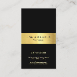 Vertical Business Card Elegant Black and Gold