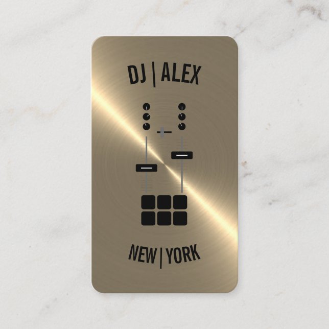 Vertical Business Card | Gold-Faux DJ (Front)