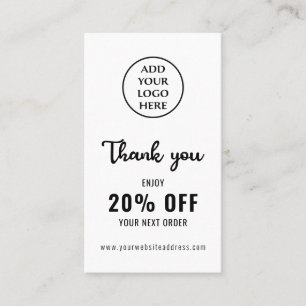 Vertical Business Logo Loyalty Black White QR Code Discount Card