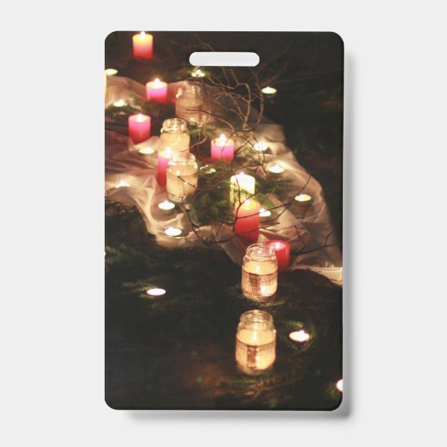 Vertical Candlelight Event Badge – Customisable ID Badge (Front)