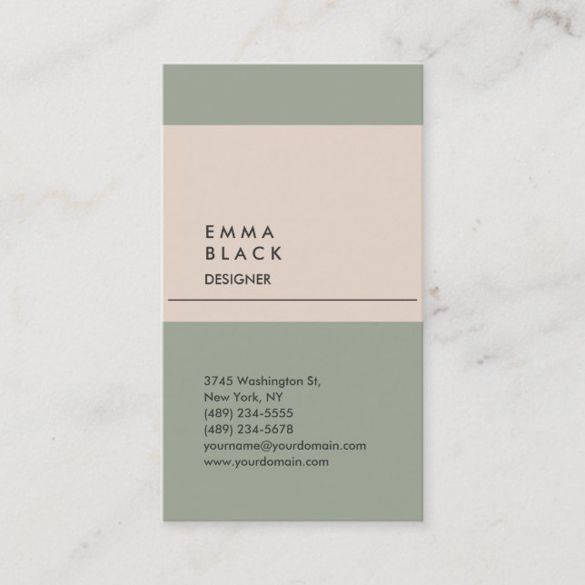 Vertical Chic Stylish Professional Designer  Business Card (Front)