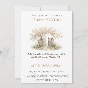 Vertical Christian Thanksgiving Invitation