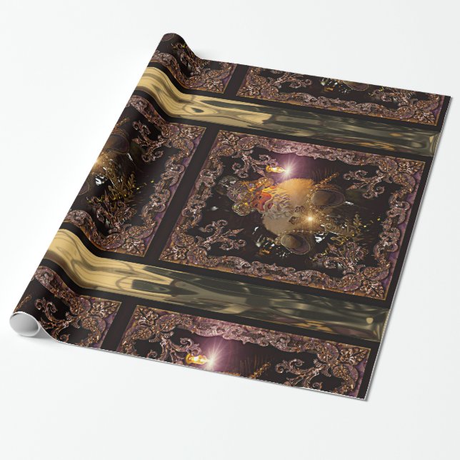 Vertical Christmas St. Nicholas Victorian Wrapping Paper (Unrolled)