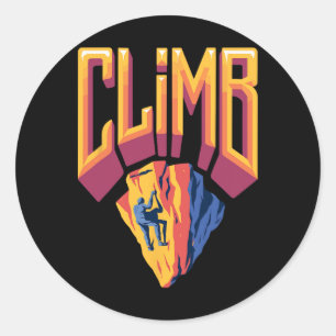 Vertical Climb Rock Climbing Silhouette Classic Round Sticker