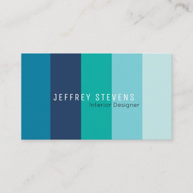 Vertical colourful stripe pattern blue green edit business card (Front)
