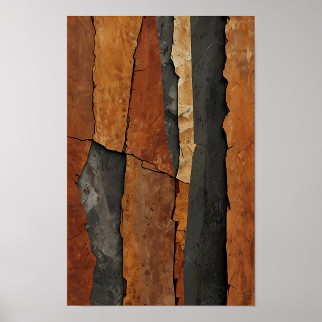 Vertical Cracked Textures in Earth Tones Poster (Front)