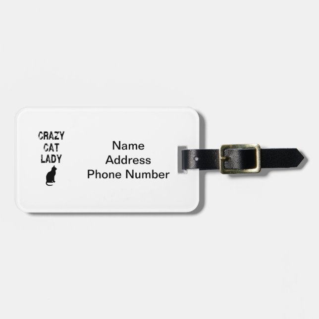 Vertical Crazy Cat Lady Design Luggage Tag (Front Horizontal)