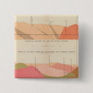 Vertical Cross Sections of the Lode, Sutro Tunnel 15 Cm Square Badge