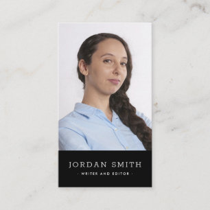 Vertical custom photo modern professional black business card