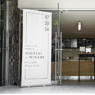 Vertical Date and Personalised Bride & Groom Names Retractable Banner