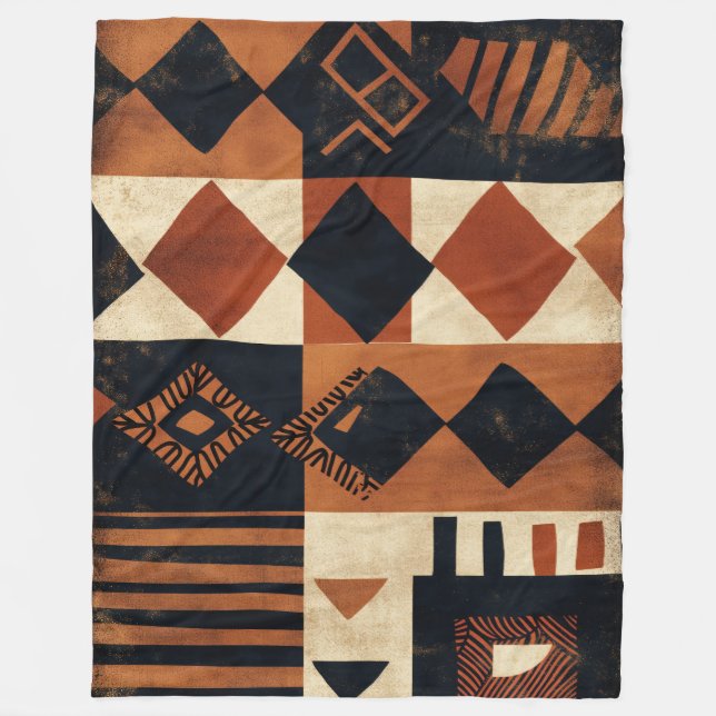 Vertical design with African elements Fleece Blanket (Front)
