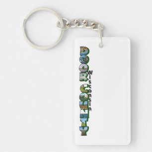 Vertical Door County Wisconsin Big Letter Key Ring