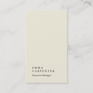 Vertical elegant impressive beige plain manager business card