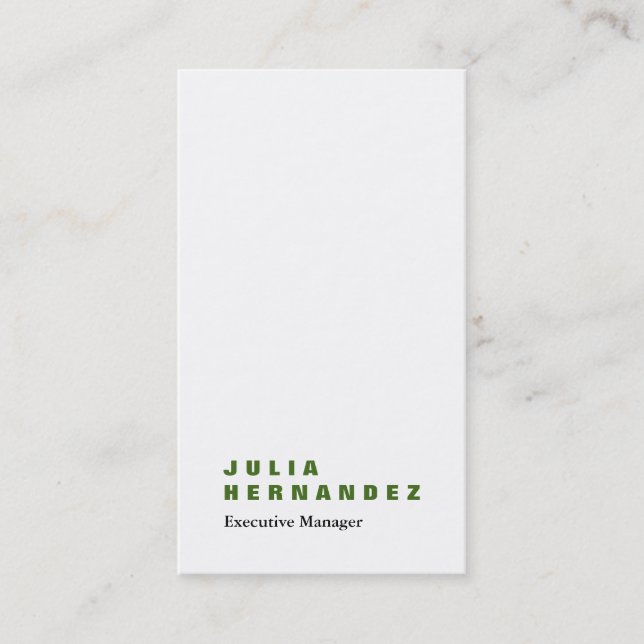 Vertical elegant impressive green white plain business card (Front)
