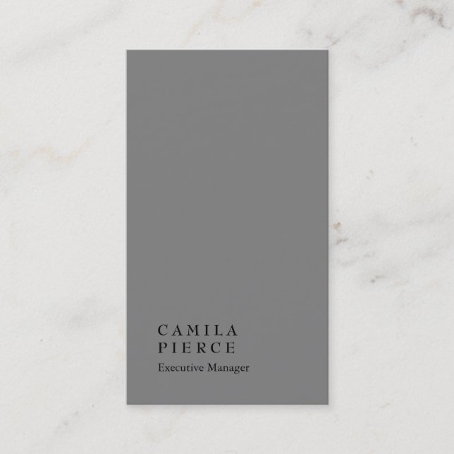 Vertical elegant impressive grey plain manager business card (Front)