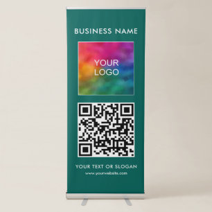 Vertical Elegant Template QR Code Business Logo Retractable Banner