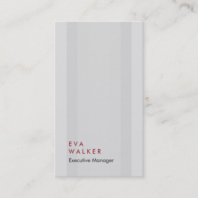 Vertical elegant unique modern grey stripes plain business card (Front)