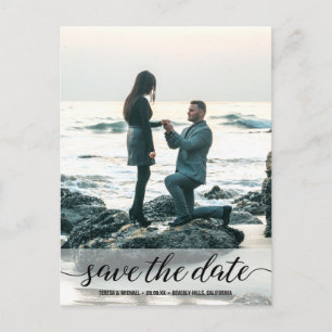 Vertical Engagement Photo Save the Date Script Postcard