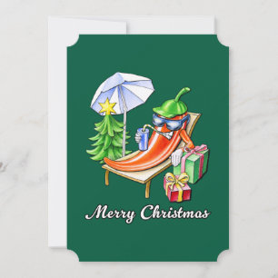Vertical Fir Green Merry Christmas Chilli 5 x 7” Holiday Card