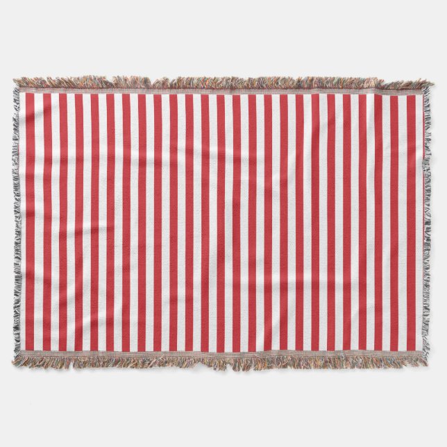 Vertical Fire Engine Red Stripes Throw Blanket (Front)