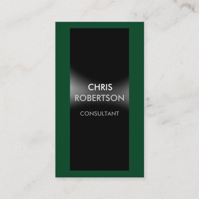 Vertical Forest Green Black Grey Business Card (Front)