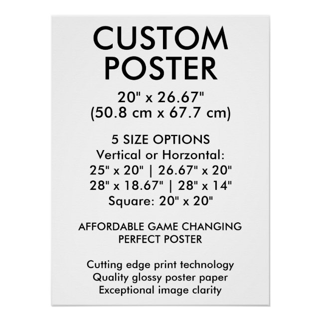 Vertical Glossy Custom Poster 20" x 26.67" (Front)