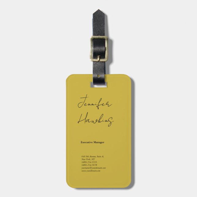 Vertical gold colour professional plain handwritin luggage tag (Front Vertical)