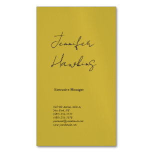 Vertical gold colour professional plain handwritin 	Magnetic business card