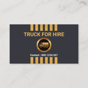Vertical Gold Tabs Grey Truck Driver Business Card