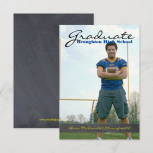 Vertical Graduate Photo - 3x5 Chalkboard Stripe Invitation