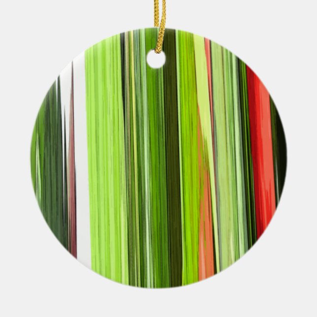 Vertical Green Abstract 422  Ceramic Tree Decoration (Front)