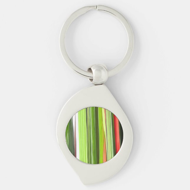 Vertical Green Abstract 422 Key Ring (Front)