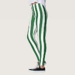 Vertical Green and White Stripes Leggings<br><div class="desc">Abstract digital art of vertical green and white stripes</div>
