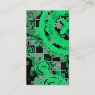 vertical green chex business card