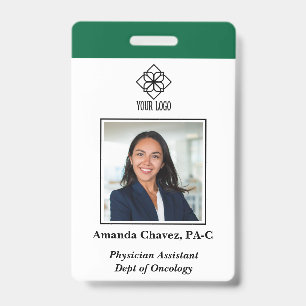 Vertical Green Custom Employee ID Photo Name Badge