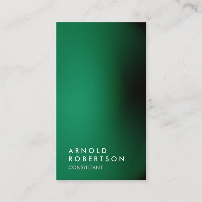 Vertical green unique professional business card (Front)