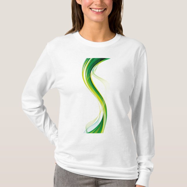 Vertical Green Wave Abstract Design-34534 T-Shirt (Front)