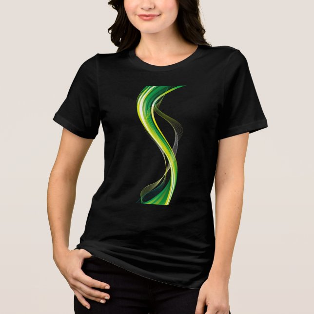 Vertical Green Wave Abstract Design-34534 Tri-Blend Shirt (Front)