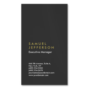 Vertical grey black professional plain modern Magnetic business card