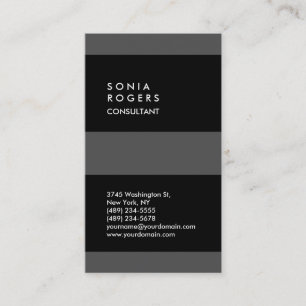 Vertical Grey Black Striped Trendy Business Card