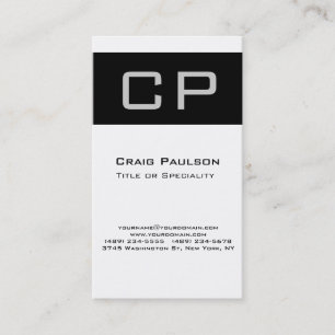 Vertical Grey Black White Monogram Business Card