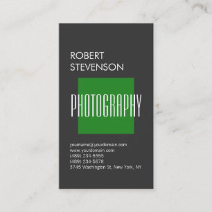 Vertical Grey Forest Green Trendy Business Card
