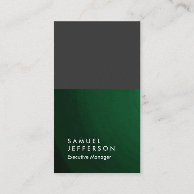 Vertical grey green professional plain business card (Front)
