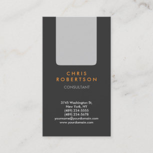 Vertical Grey Orange Consultant Business Card