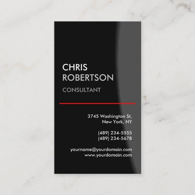 Vertical Grey Pattern Chic Trendy Business Card (Front)