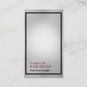 Vertical grey professional modern plain manager business card
