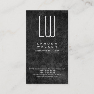 Vertical grey professional simple modern monogram business card