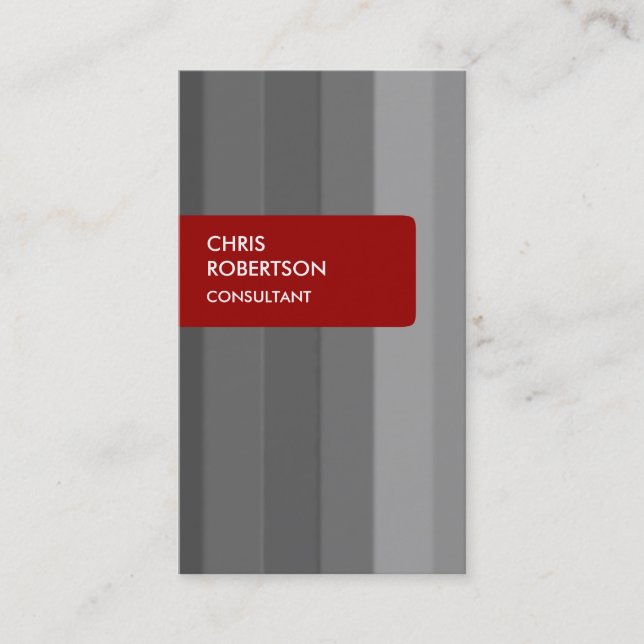 Vertical Grey Red Attractive Charm Business Card (Front)