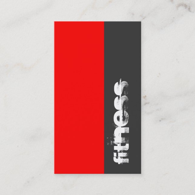 Vertical Grey Red Fitness Sport Business Card (Front)